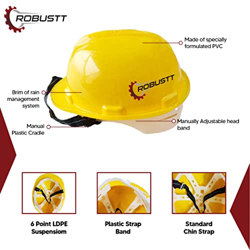 Robustt X Shree JEE Nape Type Adjusment-Safety Helmet,Construction Helmet, Protection for Outdoor Work Head Safety Hat (Yellow, Pack of 10)