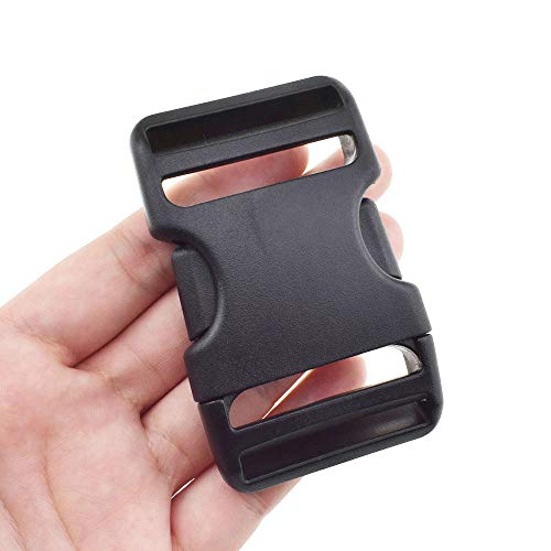 Hao Pro 1.5' Width Quick Side Release Buckles Speedy Pinch Loop End Hold Tight Motion Strong Plastic Clips Snaps 4 PCS for Nylon Webbing Strap Backpack Costume Dog Collars, Black, Smooth-Double