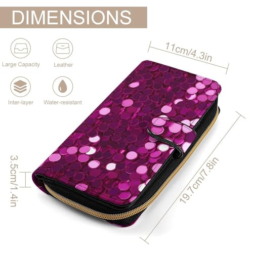 Bright Rose Red Sequins Pattern Long Wallet for Women Men Purses Coin Pouch Credit Card Holder Organizer2