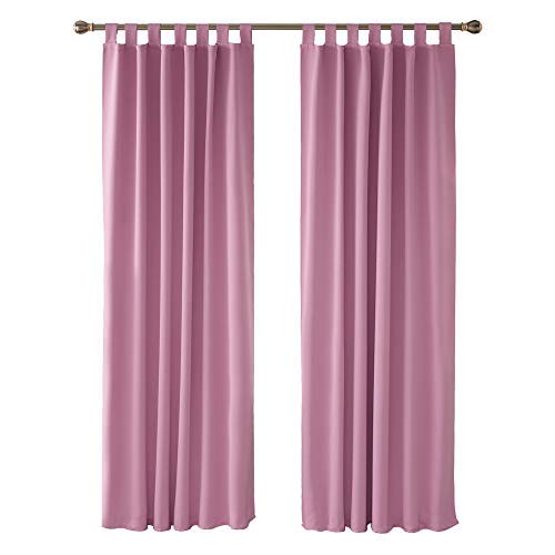 Deconovo Cortinas Dormitorio Aislantes Termicas Salon Modernas Opacas Gruesa Decoración Hogar con Trabillas 140 x 200 cm Rosa