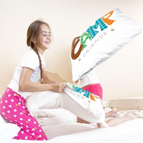 Image of Moukeren Camp Friends Girl Autograph Pillowcase Summer Camp Pillowcase Travel Pillow Case Travel Pillow Cover for Kids Package Stuff Essentials Sleepaway Accessories (Many Colors,1 Pcs)