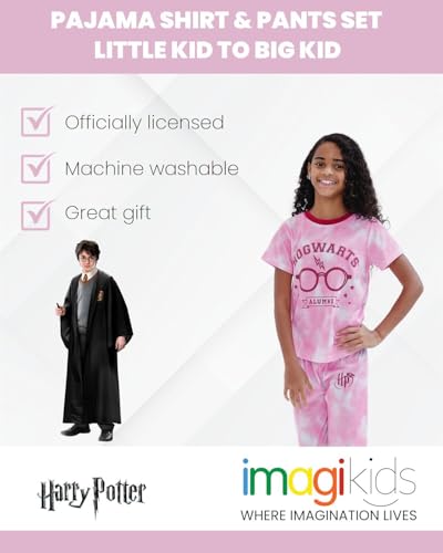 Harry Potter Slytherin Ravenclaw Hufflepuff Gryffindor Girls Pajama Shirt and Pants Sleep Set Little Kid to Big Kid2