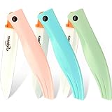 GAJING Ceramic Folding Knife Set 3-Piece Fruit Paring Portable Knife set Lightweight 0.63 Ounce 3' Ceramic Translucent Hygienic Blade For Travel,Picnic,Camping,Kept in bags, backpacks of Women,Girls