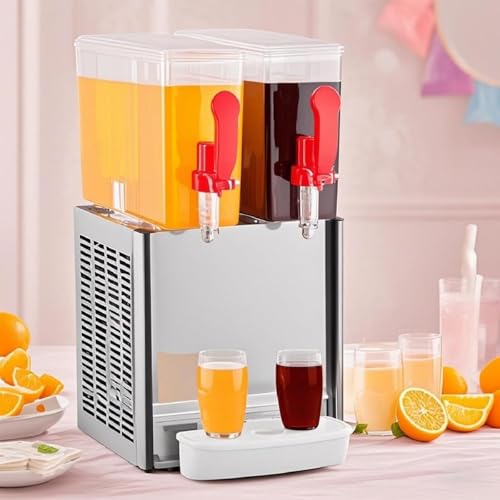 ​​Dual 10 L Refrigerated Beverage Dispenser with Mixer & Infuser | Stainless Steel Drink System w/Thermostat Control + Ice Storage​​ 2-Tank-20