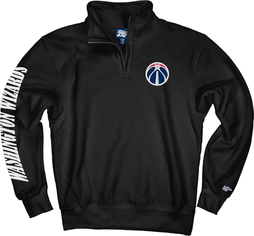 Blue 84 Washington Wizards NBA Officially Licensed Quarter Zip Sweatshirt Sleeve Black, X-Large