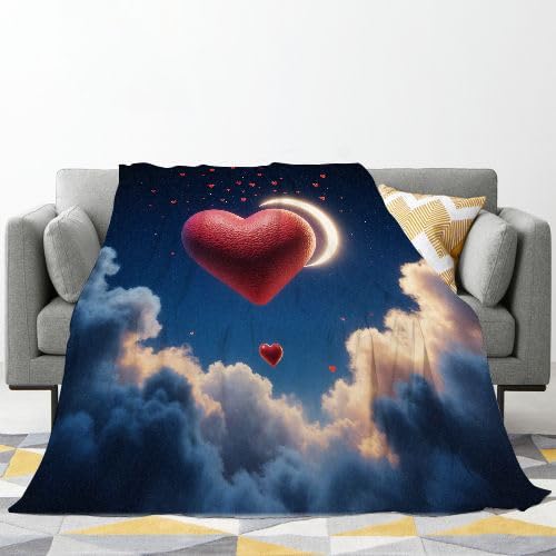 Koc flanelowy, rozmiar king size, 230 x 270 cm, Valentine's Day Love, narzuta na sofę z mikrofibry, na łóżko, krzesła, do biura, puszysta narzuta na łóżko, sofę, kanapę, 230 x 106 cali_B2544