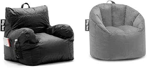 Big Joe Puf para dormitorio con soporte para bebidas y bolsillo, Smartmax negro, mezcla de nailon de poliéster duradera, 3 pies Milano, mediano,