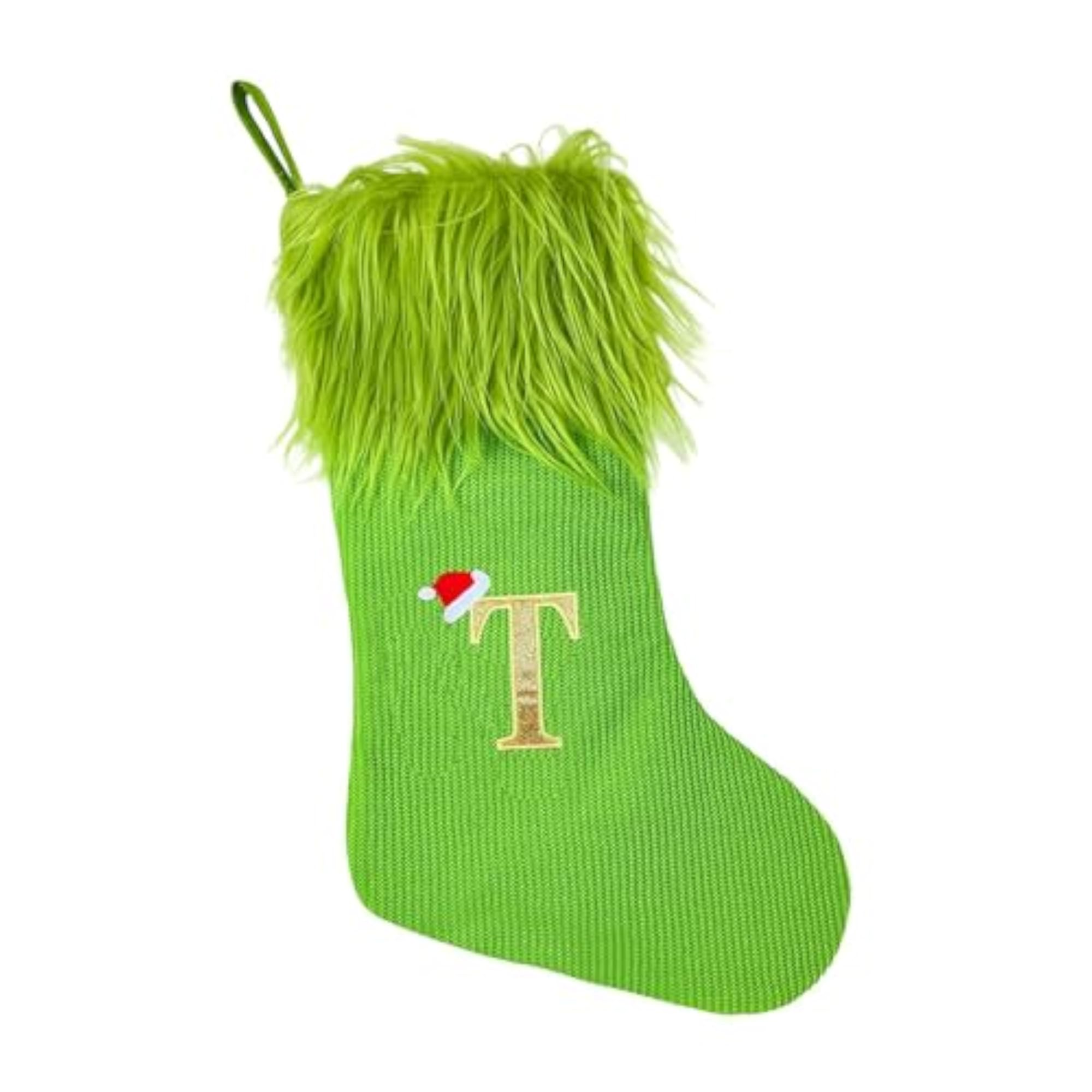 Knitted Christmas Stocking for Holiday Decoration, Letter T