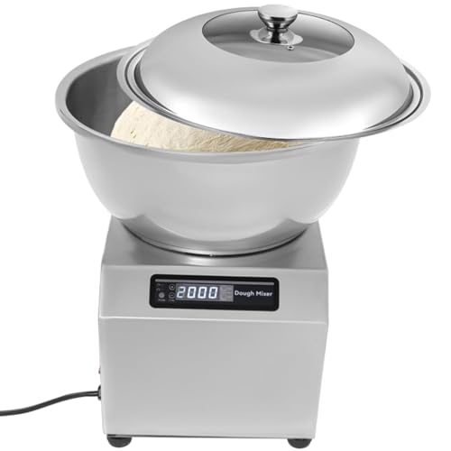 Máquina mezcladora de masa comercial, doble rotación de acero inoxidable con tapa visible para panadería y pizzería