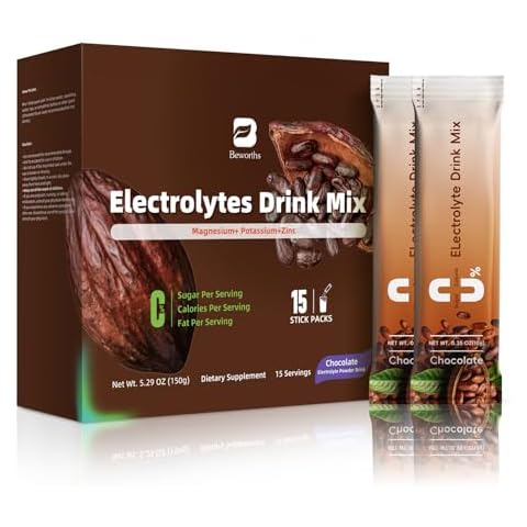 B BEWORTHS Electrolytes Powder Packets for Electrolyte Drink Mix | Sugar-Free Electrolytes Packets with Vitamins & Magnesium Replenish Hydration - 15 Sticks Cover