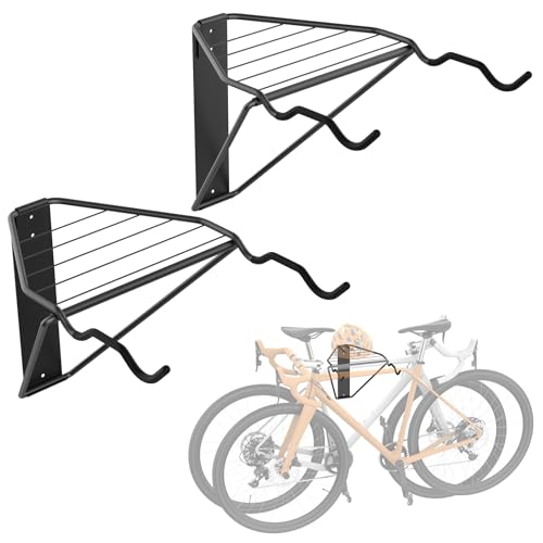 WALMANN Wall Mounted Horizontal Bike Rack, Foldable Space Saving Bicycle