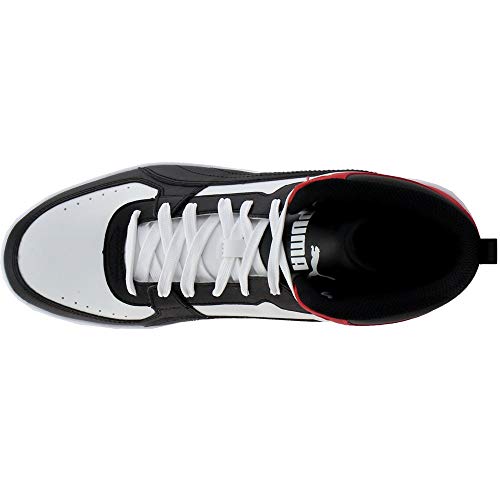 PUMA PUMA mens Rebound Joy Sneaker, Puma White-puma Black-high Risk Red, 7 Women 8.5 Men US
