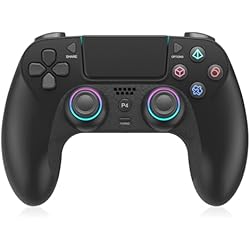 Cargador Inalambrico Mando Ps4 Corte Ingles Mando inalámbrico para PS-4, mando de juego compatible con PS-4/Pro/Slim/PC, joystick gamepad con doble vibración/sensor giroscópico de 6 ejes/lED RGB/conector de audio, mayor precisión y control