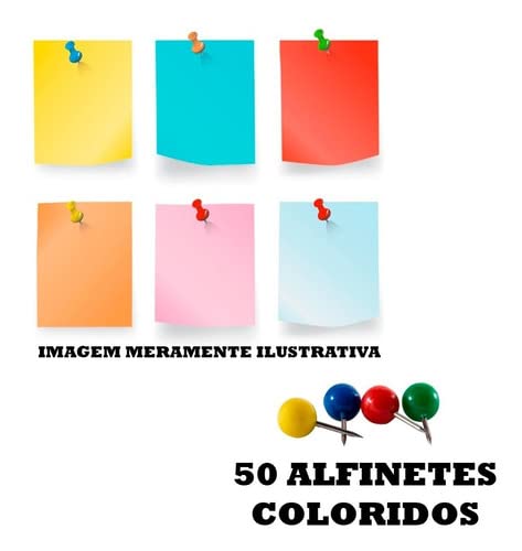 50 Alfinetes Coloridos Para Mapa E Quadro Cortiça Alfinete Fixar Quadro de Cortiça Costura Confecção