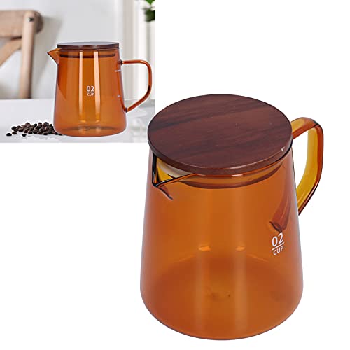 Glass Coffee Pot Server, Clear Tea Pot Coffee Carafe Glass Teapot Restaurant Coffee Server Glass Teakettle With Wood Lid For Cafe 500Ml (Brown) #TOP5