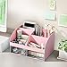 COMFYROOM Desk Organizer with 6 Compartments and 2 Drawers, Plastic Makeup Organizer, Pen Holder for Desktop Storage, Desk Organization for School, Home, Office Supplies (Pink)
