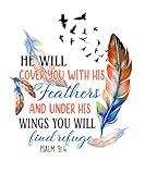 Psalm 91 Fabric Panel for Quilting Crafting Sewing and other projects Quilt Block Craft Fabric, Christian Faith CWW74960 (8x8 inches)