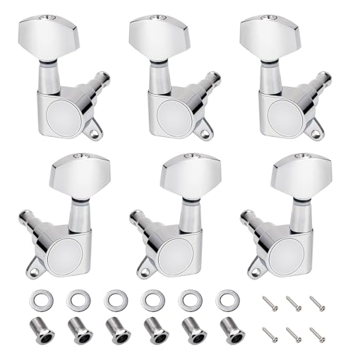 Banworks 3L3R ギター チューニング ペグ キー 15:1 比率 ギター ストリング チューニング キー マシン 45 度固定タグ付き Les Paul LP SG エレキまたはアコースティックギター 6個パック JT/JXQ-04 クローム