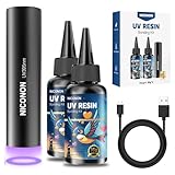 【2025新登場 瞬間に固定/修復/シール/粘合 】NICONON 35g*2 強力瞬間接着剤 超多用途接着剤 UV接着剤 再充電可能なUV懐中電灯（395NM）付き 照射後約5秒で硬化 uvレジン 接着キット 陶磁器/金属/プラスチック/アクリル/ABS/ガラス/プラモデル/タイルなどの材料に適した接着剤 2本セット