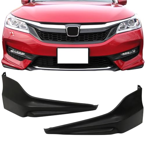 Front Lip Splitters Compatible with 2016-2017 Honda Accord Sedan, HFP Style Unpainted Black PU Polyurethane Front Bumper Lip Spoiler by IKON MOTORSPORTS