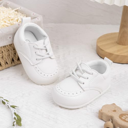 Image of Toddler Baby Girl Boy Classic Oxford Dress Shoes PU Leather Loafers Brogue Non-Slip Rubber Sole Wedding Party First Walking Shoes
