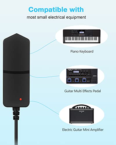Aclorol 9V Dc Power Supply Adapter For Casio Zoom Guitar Multi Effects Pedal Keyboard Ad-5 Ad-5Mu Ad-5Mr Wk-110 Wk-200 Lk-100 Lk-220 Ac/Dc 9V Guitar Pedal Power Supply Charger, Center Negative #TOP1