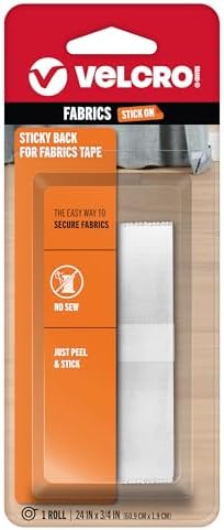 VELCRO Brand For Fabrics | Permanent Sticky Back Fabric Tape for Alterations and Hemming | Peel and Stick - No Sewing, Gluing, or Ironing | Cut-to-Length Roll, 24 in x 3/4, White
