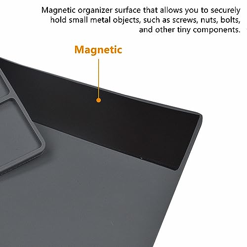 Image of Yankok [Magnetic Anti-Static Mat Gray 15.8 x 11.8 in.] Table Desk ESD Grounding Mats Silicone Solder Pad Electronics Repair Platform with Screw Notches (40 x 30 cm, Heat Resistant, Magnetic Organizer)