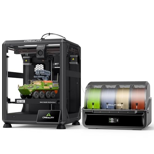 Creality K2 SE Combo 3D Printer, Support Multicolor Printing with CFS, 500mm/s High-Speed, Smart Auto Leveling, Solid Metal Build Frame, Fully Assembled, Next-Gen Extruder, 220×215×245mm Build Volume option