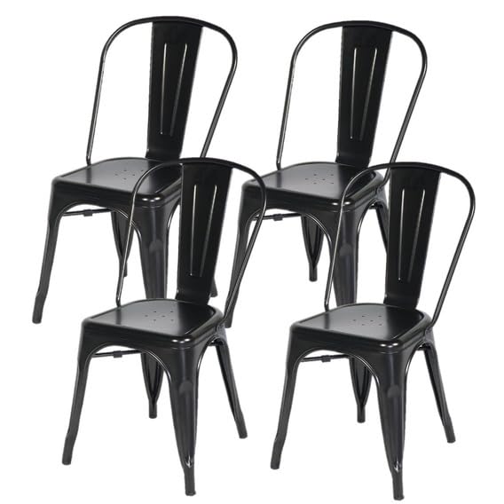 Kit com 4 Cadeira Tolix Iron Aço Carbono Industrial - Preto