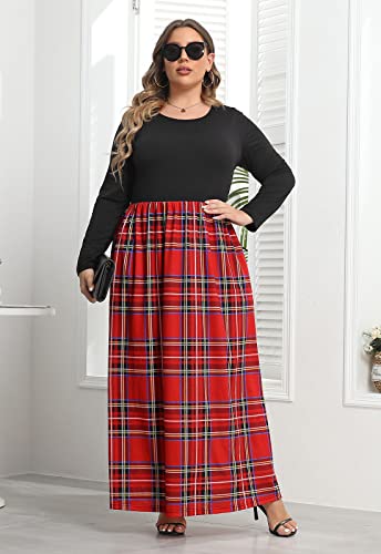 Image of Nemidor Women Plus Size Casual Maxi Dress Long Fall Pockets