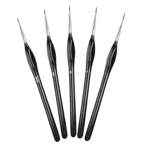 Lot de 5 Pinceau Fin Peinture Acrylique, Détail Pinceau de Peinture par Numéro, Miniatures Ensemble de Mini Pinceaux de Peinture pour Acrylique, Modèle,...