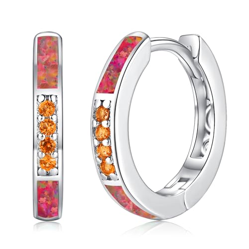 CiNily Brincos de argola pequenos, brincos de argola de opala criada para mulheres, meninas, brincos