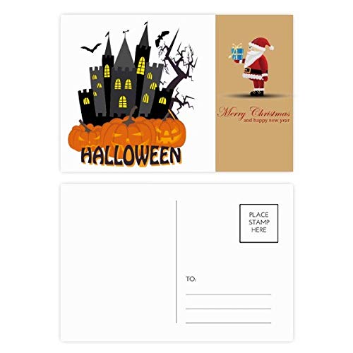 Cartes château effrayant Hallowmas aux détails nocturnes et captivants