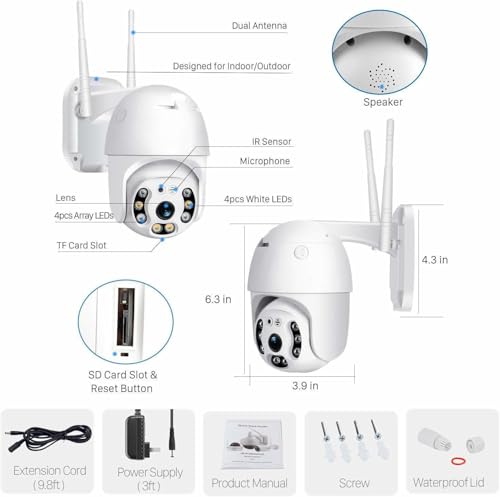 Image of TMY Full HD1080P Wi-Fi IP66 PTZ V380 PRO Camera Pan Tilt Surveillance Camera, Two Way Audio /Motion Detection /Best Night Vision /Waterproof CCTV Camera (TMY33)