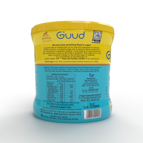 Image of GUUD - DIA Fit 100% Natural Sugar with Ayurvedic Herbs, 1KG | Low GI, 60% Fewer Calories & 1 Spoon Equals 2 Spoons of Regular Sugar in Sweetness | Supports Diabetes Management