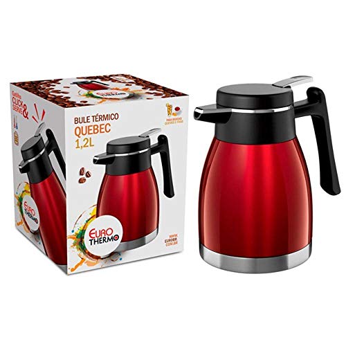 Bule Térmico Quebec 1,2 Litro, Vermelho, BT5508-VM, Euro Home