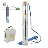 Jaxguom Tiefbrunnenpumpe Edelstahl 370W – 4m³/h Förderhöhe 34m...
