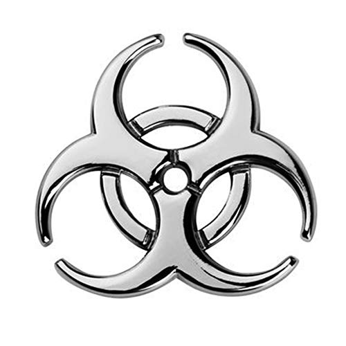 Yspring Resident Evil Strain 3D Metal Decals Multicolor Electroplated Zinc Alloy Umbrella Corporation Biohazard Symbol Tail Side Marker Car Stickers(Silver-2.44" 2.44") #TOP6