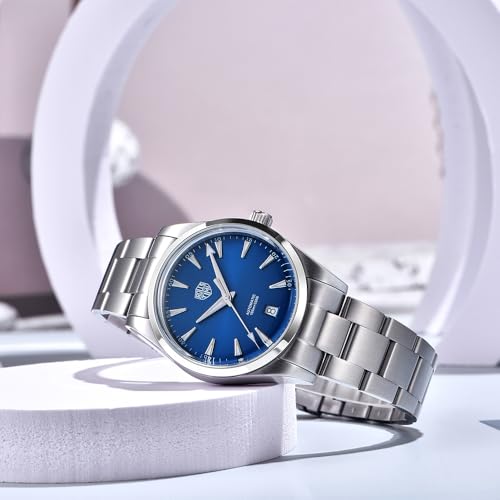 TYBERLEY RollsTimi 7912 Montre mécanique Automatique de Luxe pour Homme Mouvement NH35 AR Saphir Acier Inoxydable Étanche Casual Sport Montre-Bracelet Affichage de la Date, Bleu Marine, Classique – vue 2