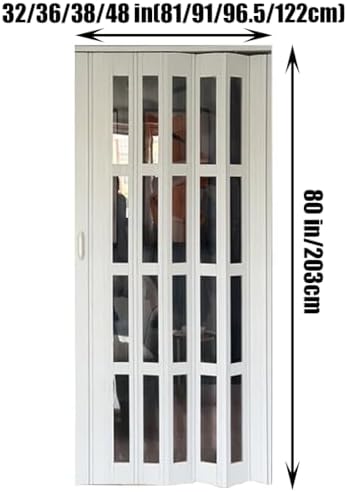 Waterproof Accordion Interior Doors, PVC Multifold Folding Doors with Double-Sided Handles, Seal Kitchen Fumes, Easy Installation Fittings for Home and Office