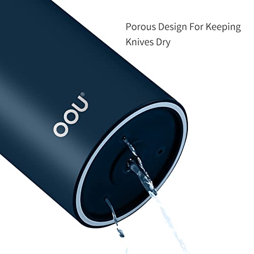 Oou Universal Knife Block Holder - Round Kitchen Knife Storage Unique Slot Design To Protect Blades, Space Saver Knife Organizer Detachable For Easy Cleaning, Blue #TOP5