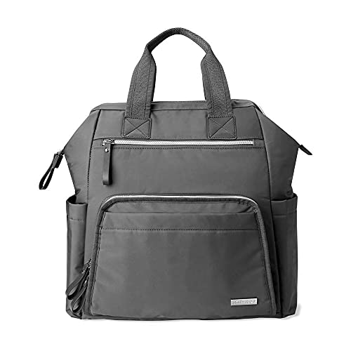 Image of Skip Hop Diaper Bag Backpack: Mainframe Large Capacity Wide Open Structure with Changing Pad & Stroller Attachement, Charcoal