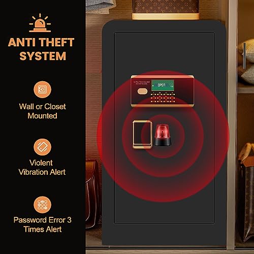 5.0 Cu ft Extra Large Heavy Duty Home Safe Fireproof Waterproof, Anti-Theft Digital Home Security Safe Box With Fireproof Document Bag, Separate Lock Box and Led Light (27.56\"*16.93\"*14.17\")