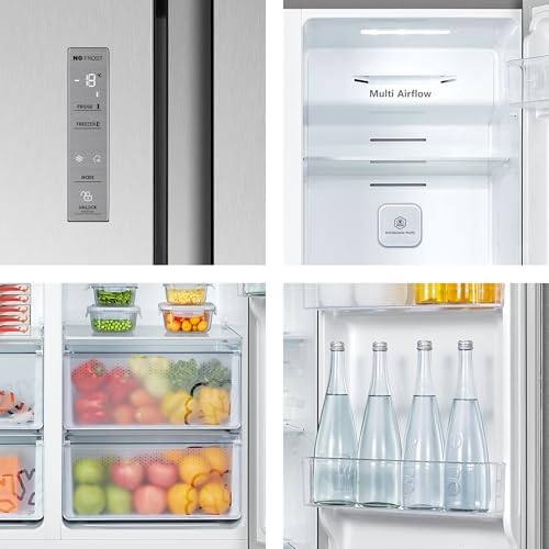 Bild 5 - Hisense RS677N4ACC Side by Side Kühl-Gefrierkombination, 179cm, 519 Liter Gesamtkapazität, Multi Air Flow, LED Display, EEK: C, Electronic Touch Control, Inox Look