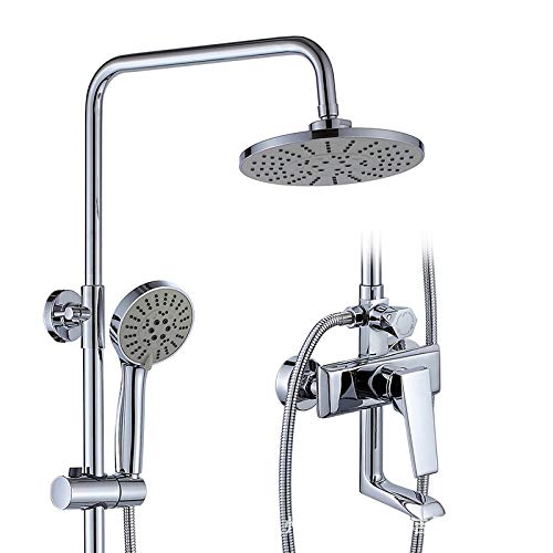 Duschsystem, Badezimmer Runden An Der Wand Montiert MessingköRper Keramikventil Brausemischer-Set Inbegriffen Duschhahn + Tub Spout Hahn + Handbrause,