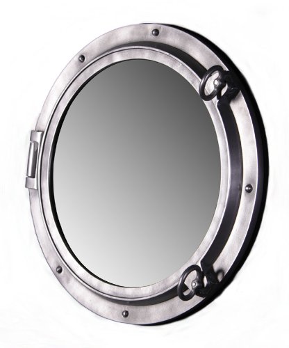 Nautical Tropical Imports Porthole Mirror 24 Inch Aluminum Fiberglass Resin Wall Mount