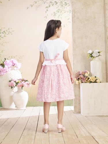 Image of Aarika Girls Blue Colour Floral Print Cotton Blend Frock