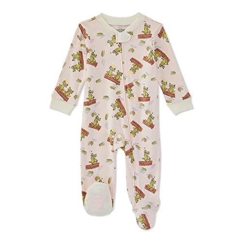 Image of Burt's Bees Baby Girls' Loose Fit Organic Cotton Sleep and Play One-Piece Zip Front Footed Pajamas