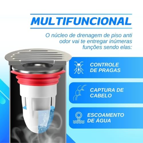 KIT 5 Filtros Dreno De Água Anti Odor Pia Cozinha Ralo Banheiro Prevenção De Pragas Captura Cabelos